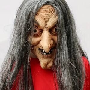 Halloween Old Witch Mask Costume Scary Hag Woman Warts Spooky Monster Curse NEW